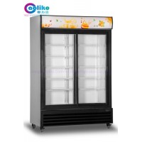 Powerful Condenser Double Door Commercial Refrigerator with Sliding Doors