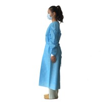 Yellow Blue PP PE/SMS/PP/PEVA Coating Anti Virus Nonwoven Disposable Isolation Gown