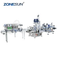 Zonesun Full Automatic Water Juice Plastic Round Bottle Liquid Filling Capping Labeling Machinery