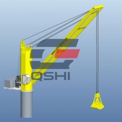 Marine Deck Crane with Four Ropes Clamshell Grab and Container Spreader图1