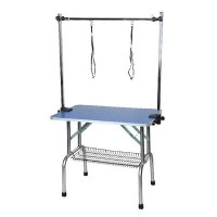 Stainless Steel Folding Pet Dog Grooming Table Beauty Table Gantry Boom Double Sling Pet Cleaning Op