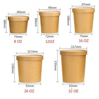 Shine Peak Kraft Paper Bowl 50PCS Disposable Lunch Box Round Kraft Paper Bowl Packaging Boxes Kitche