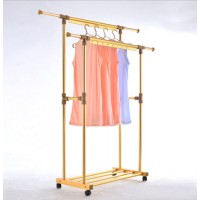 Gold aluminium Alloy Double Pole Clothes Rack