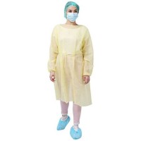 Disposable Yellow Isolation Gown  Protective Gowns  Health Care Workers & Patients  Elastic Cuffs  B