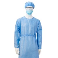 Antimicrobial PP PE SMS Coated Non Woven Disposable Isolation Gown