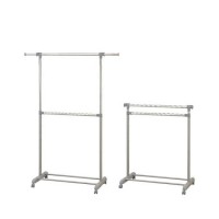 Factory Metal Double Pole Foldable Clothes Drying Rack with Wheels