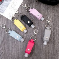 PU Portable Keychain Set Holder Hand Sanitizer Leather Case Travel Outdoor Reusable Empty Bottle Hol