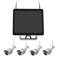 4CH Wireless WiFi 720p CCTV System with 15inch Monitor 4PCS 720p IP Camera Home Security Video Surve