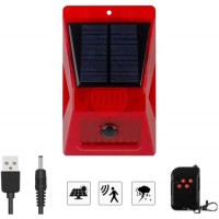 Solar Alarm Light with Motion Sensor  New Chargable Solar Strobe Light with Remote Controller  129dB