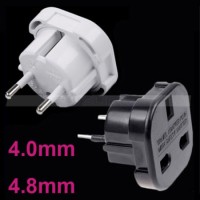 Black White UK to EU Germany 4.0mm/ 4.8mm 2 Pins Travel Adapter Plug Power Socket Converter Plug wit