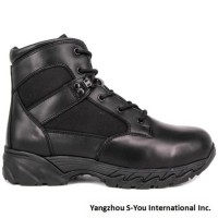 Factory High Quality Genuine Leather Men Black Patent Leather Military Boots