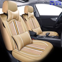 Car Accessories Car Decoration 360 Degree Full Covered Car Seat Cushion Universal Luxury Beige PU Le