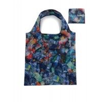 RPET Folding Reusable Shopping Bag with Basic Style and Heat Trasfer Print Packed in a Pouch  Eco-Fr