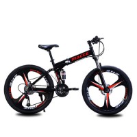 Factory Supply 26 Inch 21/24/27 Speed Double Disc Brake Folding Mountain Bike Bicycle For Adult