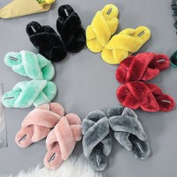 Wholesale Fur Slipper Non-Slip Thick Bottom Fluff Sliders Slippers Women