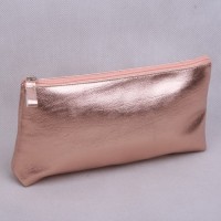 Metallic Rose Gold PU T-Gusset Ladies' Cosmetic Bag/Makeup Pouch