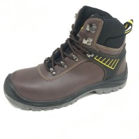 Lightweight Black/Brown Leather Steel Toe Cap Safety Boots Work Shoes