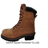 Safety Boots  Goodyear Welt Boot  Full Crazy Horse Leather and Horseshoe Heel Rubber Sole Boot