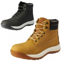 Mens Safety Work Boots Tan Black Men Leather Shoes Hiker Midsole Steel Toe Boot