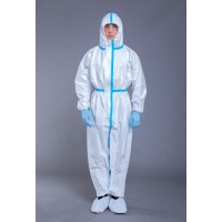 Microporous Safety Chemical Protective Suit Disposable Coverall Elastic Wrists  Ankles and Hood