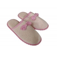 Home Soft Checked Bowknot Decoration Slippers