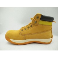 Yellow Thick Soled Steel Short Boots Fashionable Leather Flat Bottom Safety Shoes