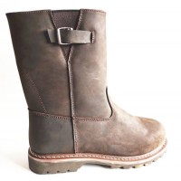 Full Grain Crazy Horse Leather Boots with Fur Lining for Winter Wear