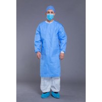 Disposable Hospital Medical Full Coated 65GSM SMMS Gown AAMI Level4 Surgical Gown with Knit Cuff