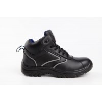 Hot Money Black High Top Thick Leather Safety Shoes Steel Head