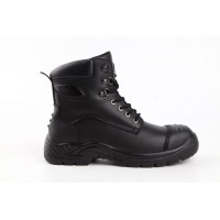 Black Boots Leather Fashion Zipper for Easy on and off Military Boots Safety Shoes