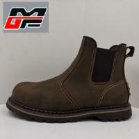 Brown Easy to Wear Elastic Half Boot Safety Shoes