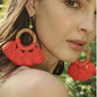 Tassel Earrings European and American Exaggerated Earrings Fashion Long Earrings Handmade Rattan Lad