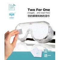 Personal Protective Goggles with Cleansing Wipe