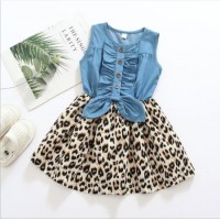 Baby Girl Skirt 2020 Summer New Style Bow Denim Leopard Print Girl's Dress