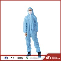 PP SMS Non Woven Industrial Safety Anti Static Lightweight Chemical Hooded Dust Suit Protective Clot