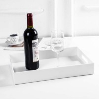 White Luxury Bottle Service Tray Acrylic Serving Tray with Handles