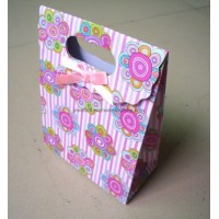 Custom Logo Printed Die Cut Paper Bag with Hole Handle and Bow Knot