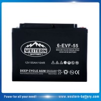 6-Evf-55 Deep Cycle Rechargeable Power Electric Vehicle Car Battery 55ah