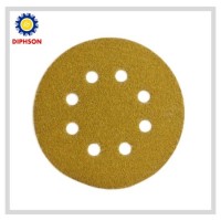 125mm 5" Yellow Alumina Velcro Disc with 8 Hole