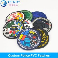 China Wholesale Customized Denim Jacket Garment Accessories Clothing Label Military Cop Logo PVC Rub