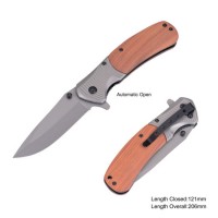 Folding Knife with Titanium Coating Knife Blade Wooden Handle (#31209-AT)