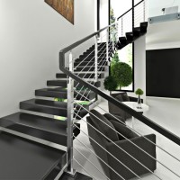 Ladder Indoor Stainless Steel Stair Railing 304 Brushed Handrail Staircase