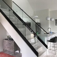 Black Powder Coated Aluminum Glass Railing System Aluminum Glass Deck Railing Systems