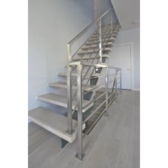 Ladder Handrail Stainless Steel Pipe Railing Wood Staircase图1