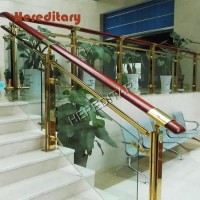 Indoor Wooden Handrail Stainless Steel Glass Stair Railing  High-Grade Place Stair Railing