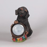 Polyresin Dog Design Garden Solar Light for Outdoor Deco