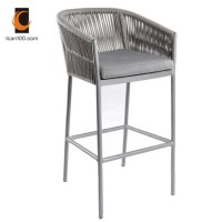 Anti-Aging Modern Outdoor Home Furniture Hotel Kitchen Aluminum Rope Bar Stool Home Chair