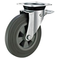 Trash Bin 150mm&200mm Swivel Brake Plate Steel Grey Rubber Wheel Tread Caster Wheels (EN840)