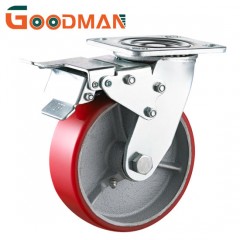 Rotating with Total Lock/Brake PU Wheel Double Ball Bearing Roller Bearing Heavy Duty Caster图1