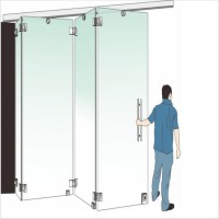 Frameless Stainless Steel Glass Push-Pull Folding Door Fittings (F8200)